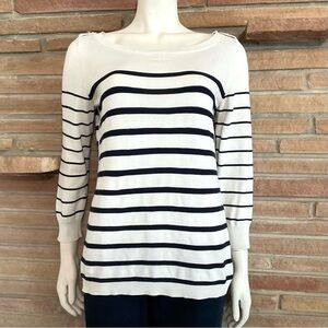 Banana Republic Boat Neck Nautical Stripe Cotton Sweater Medium
